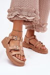 Women's Eco Leather Sandals With Buckles Khaki Jeneliena