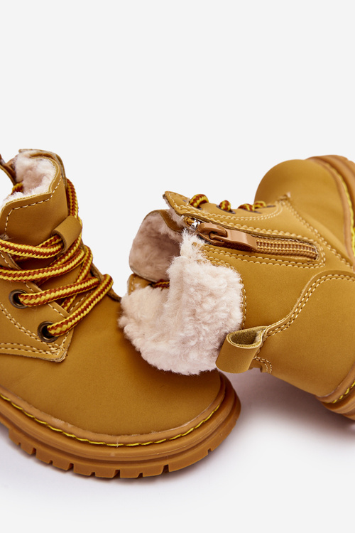 Children's Trapper Boots with a Zip and Sheepskin Camel Marialee