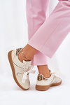Low Women's Sneakers With Lace Leopard Beige Zielle