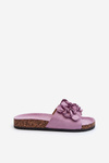 Women's Sandals on Cork Platform with Eco Suede Purple Jaihini