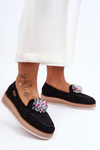 Women's Platform Moccasins with Stones Black Elonore