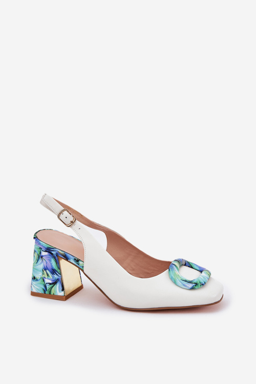 Leather Women's Heeled Sandals D&A CR51-002 White