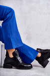 Leather Lace-up Boots With Cutouts Black Fabiana