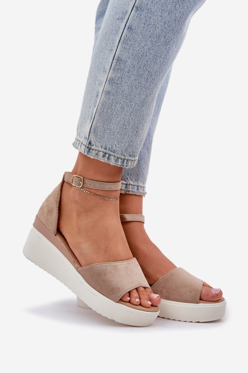 Lightweight Platform Sandals With Delicate Wedge Dark Beige Gillifia