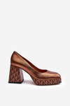 Leather Pumps On Heel Laura Messi 259/819-821 Copper