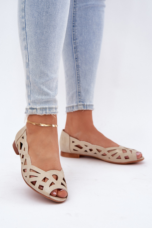 Perforated Ballerinas With Open Toes Gold Calgis