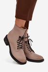 Women's Leather Ankle Boots Low Heel Insulated Vinceza 39955 Beige