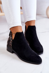 Suede Ankle Boots with Snakeskin Pattern Black Stephanie