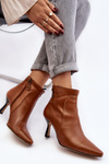 Leather Women's Ankle Boots with Stiletto Heel Maciejka 06301-29 Brown