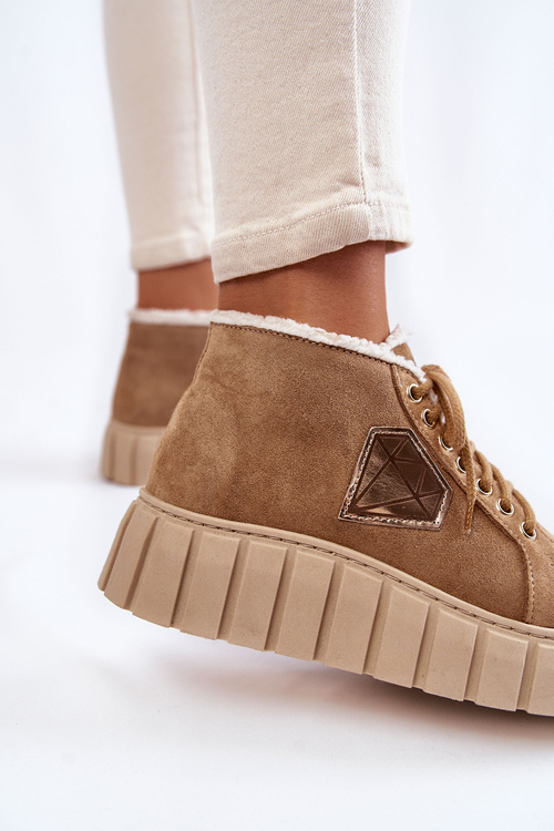 Buty Sportowe Zamsz Wiązane Beżowe Lewski Shoes 3252/N