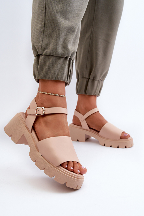 Women's Sandals on Chunky Heel Nude Dottiassa