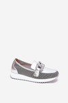 Leather Women's Moccasins With Decoration D&A LR51-966 Silver