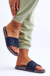 Light Women's Slippers With Inscription Navy-Grey Merry
