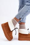 Women's Platform Snow Boots with Fur Camel Olimuka