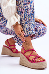 Fashionable Wedge Sandals With Braid Fuchsia Nessia