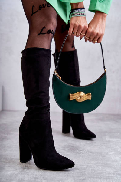 Classic Suede Heel Boots Schwarz Tressa