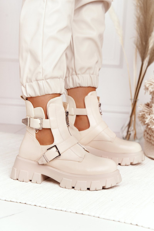 Women's Boots On A Platform Beige Cosmic Love