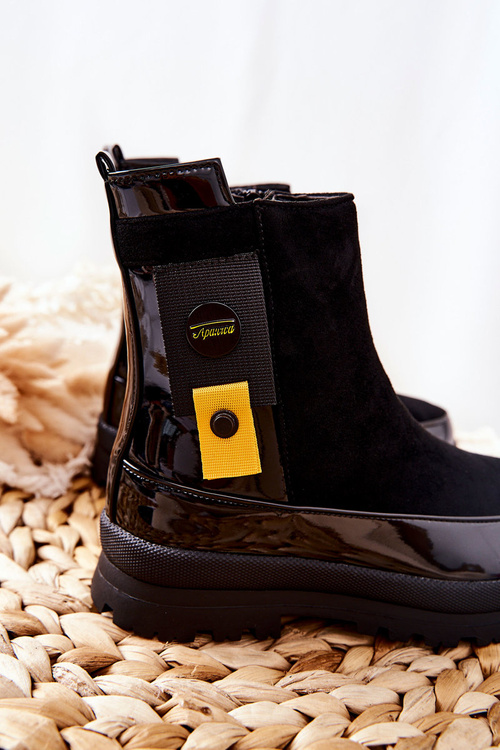 Children's Boots Lacquered Suede Black My Lovely