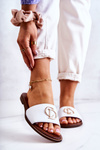 Leather Women's Slippers Nicole 2735 White