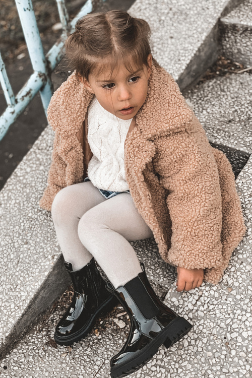 Dziecięce Botki Ocieplane Lakierowane Czarne Aletris