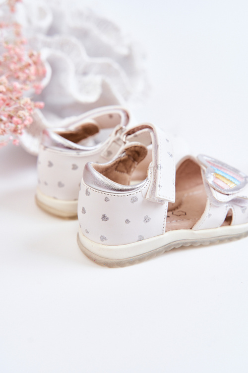Children's Leather Sandals With A Heart White Elianna