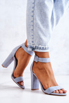 Suede High Heels Sandals Blue Jacqueline