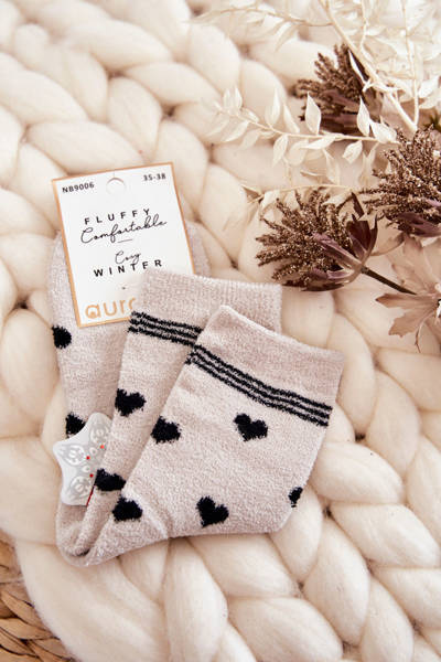 Women's Warm Socks With Hearts Light Grey