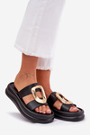Women's Platform Sandals With Gold Detail Black Ularinea