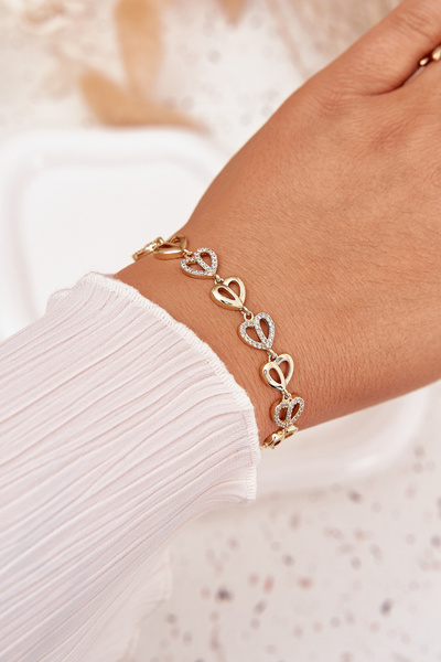 Damska Bransoletka Stal Chirurgiczna Cyrkonie Złota