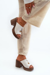 Women's Eco Leather Platform and Block Heel White Sandals Dafira