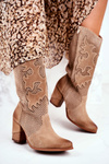 Women’s Boots On High Heel Leather Beige High Rosemary