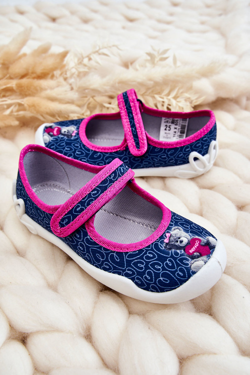 Papcie Baleriny Dziecięce Miś Granatowe Befado 114X505