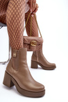 Leather Women's Boots on Heel Lemar Brown Kodra