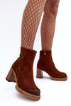 Women's Suede Boots On Heel Brown Lemar Remilda