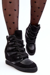 Leather Boots With Wedge Laces Black Amria