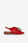 Women's Sandals On Flat Heel With Decoration S.Barski KV27-001 Red