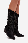 Suede Women's Cowboy Boots With Heel Black Karira
