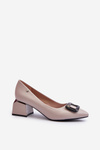 Women's Court Shoes with Block Heel and Grey Decoration Sarala