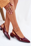 Lacquered Ballerinas On Low Heel Burgundy Testori
