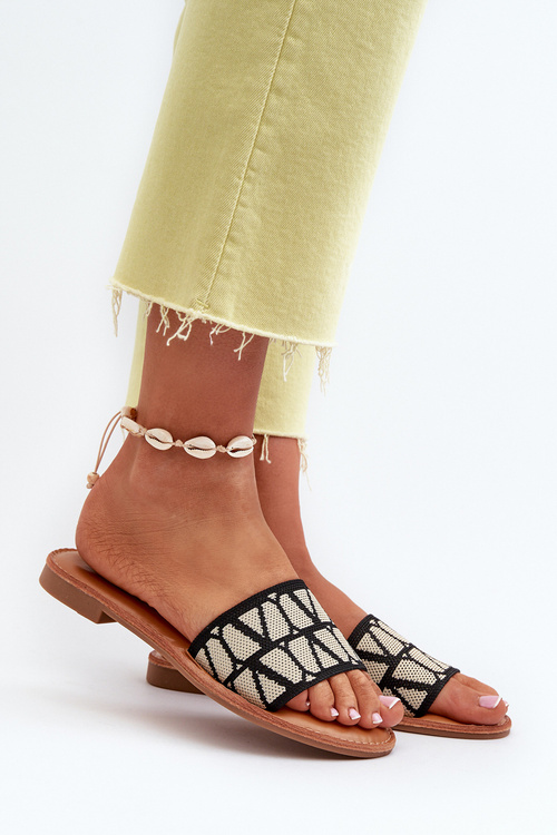 Klapki Damskie Plaski Obcas Czarne Traivea W-125