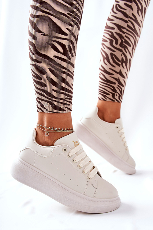 Leather Sneakers On A Platform Beige Lemmy
