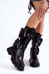 Women's High Boots Laced With Kidneys Black Mirrano