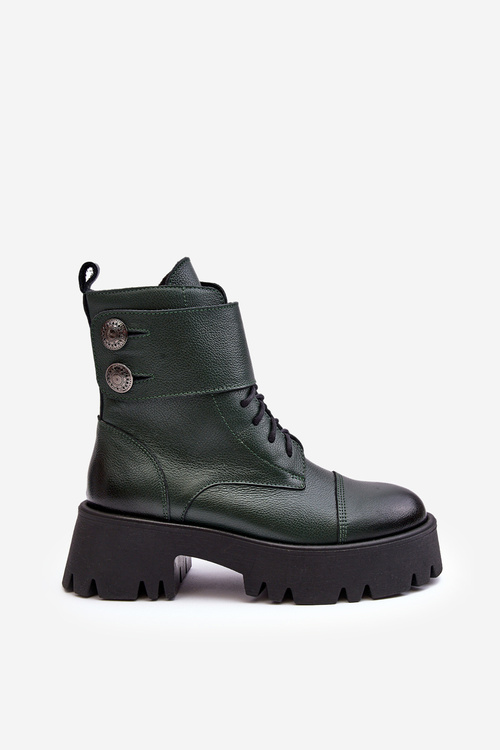Leather Ankle Boots Women's Green Lemar Anceria