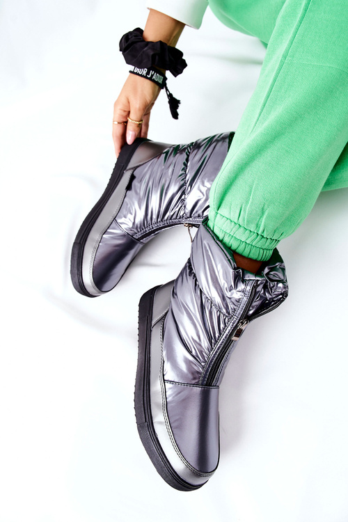 Damskie Śniegowce Ocieplane Szare Monile