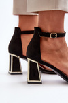 Black suede sandals with a heel Pholia