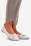 Mesh Ballet Flats With Bow Light Beige Bianila