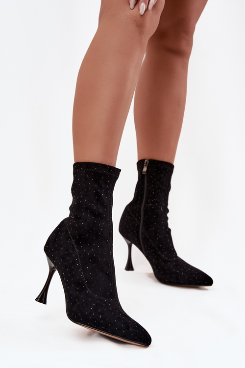 Embellished Women's Heeled Boots D&A JC52-882 Black