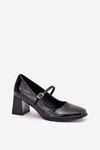 Lacquered Heels On A Block With Strap And Buckle Black Tammirea