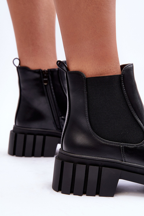 Leather Massive Boots Ankle Boots Black Orryss