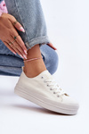 Women's White Fabric Sneakers Staneva